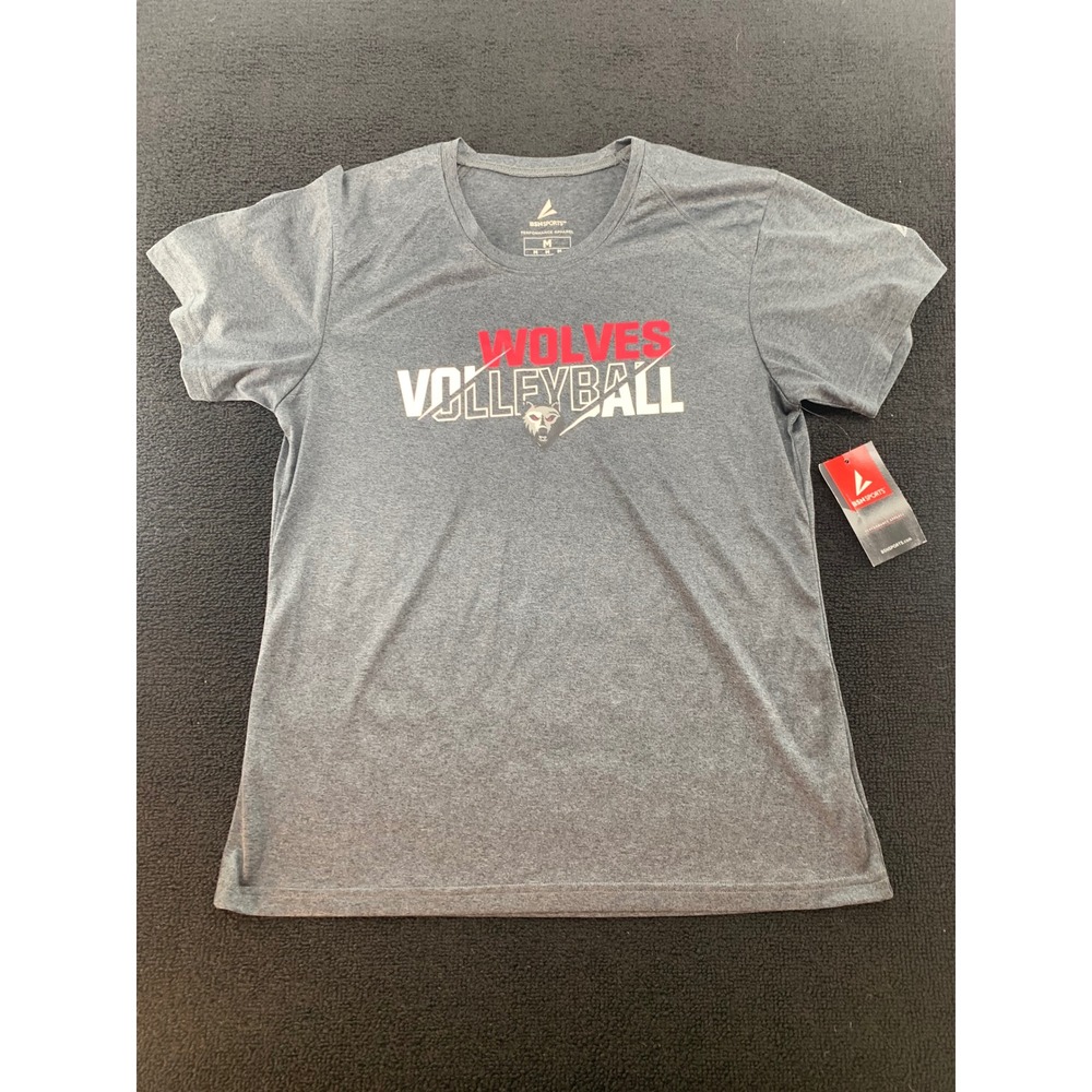 BSN Sports Wolves Volleyball Performance T Shirt Womens Medium Gray Athletic Tee